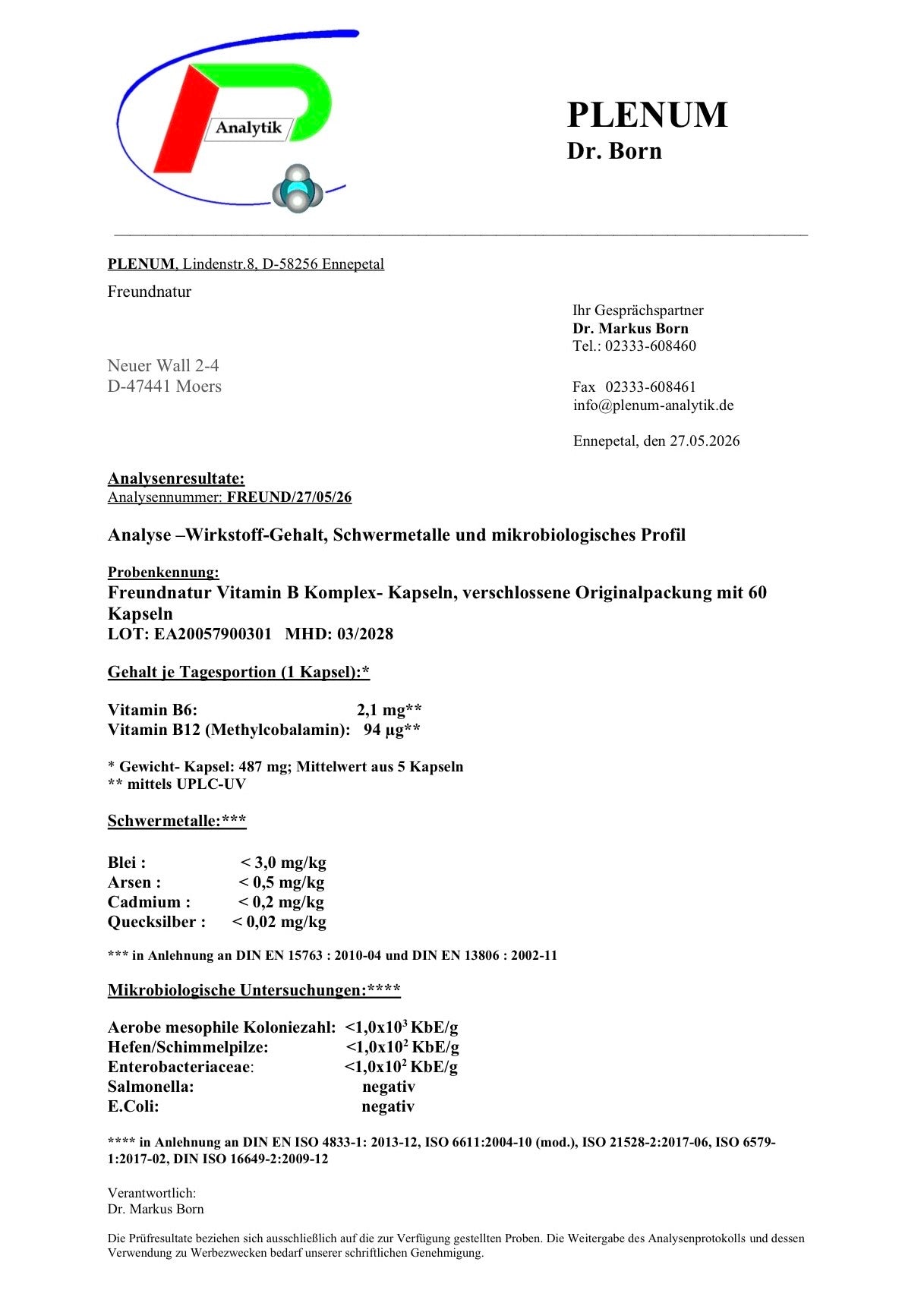 Vitamin B Komplex (mit Akazienfaser)