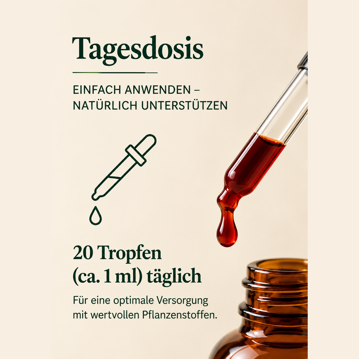 Freundnatur OPC-Tropfen Tagesdosis – Anwendung mit 20 Tropfen beziehungsweise ca. 1 ml täglich